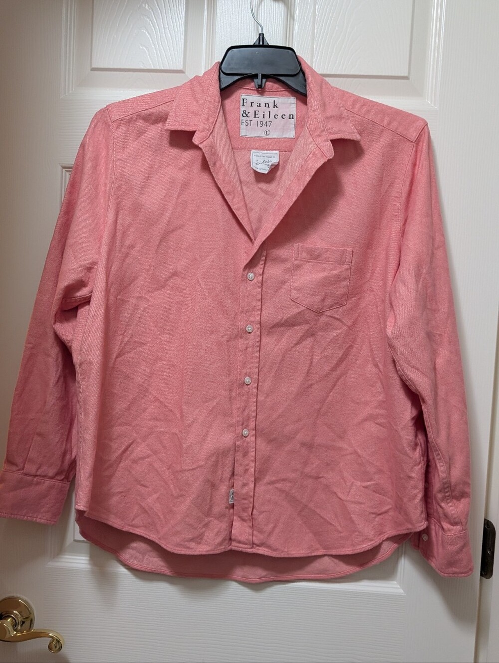 Frank & Eileen Pink Herringbone Flannel Shirt Size Large L Button Up